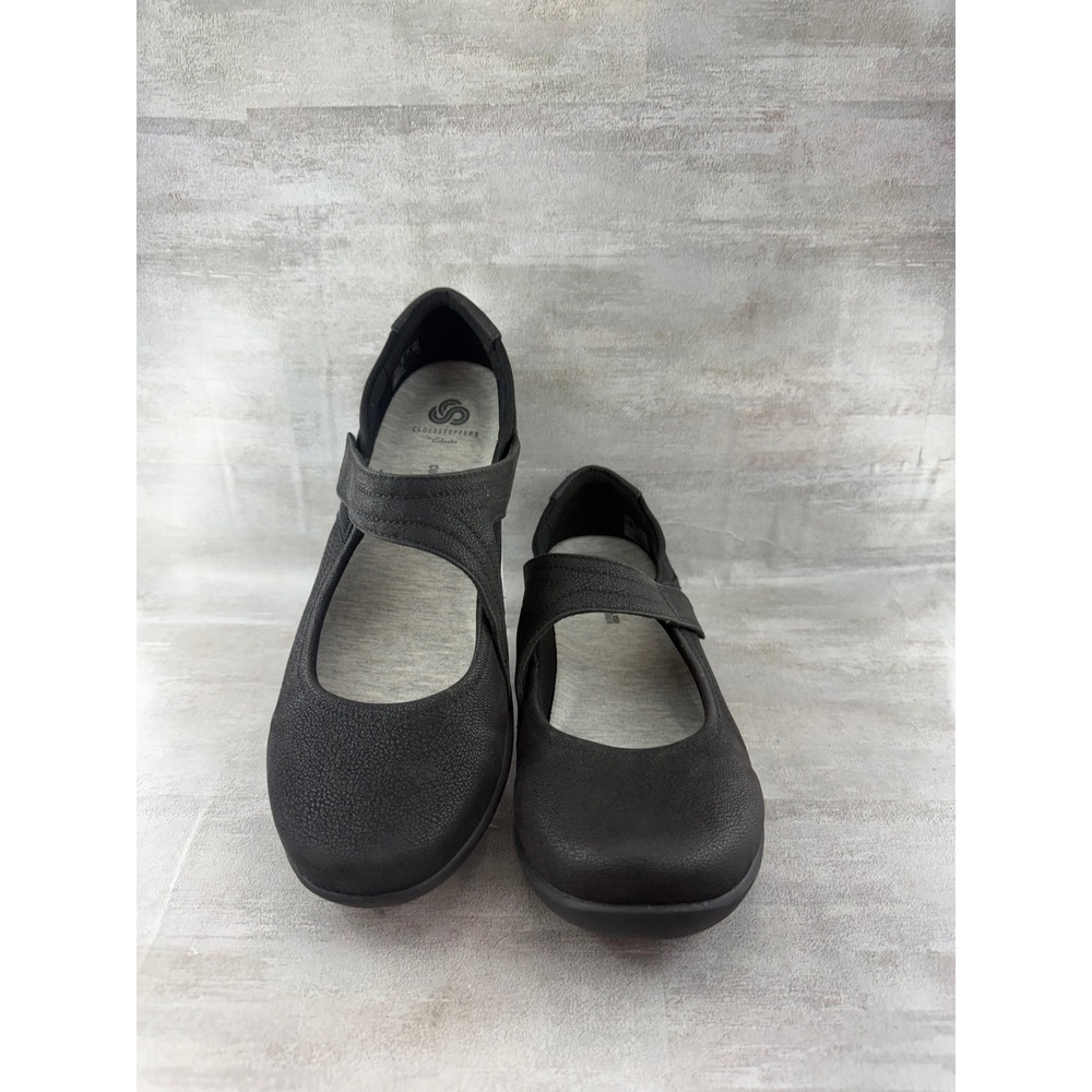 Clarks Cloudsteppers Sillian Tana Black Mary Jane Flats Women Sz 10W Wide